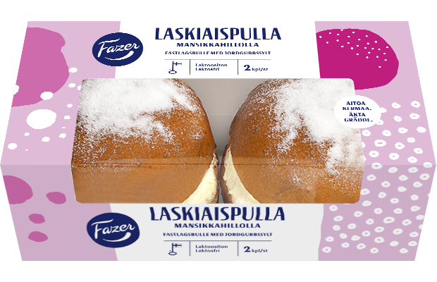 Fazer Laskiaispulla mansikkahillolla ja kermavaahdolla
