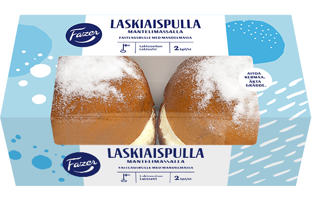 Fazer Laskiaispulla mantelimassalla ja kermavaahdolla