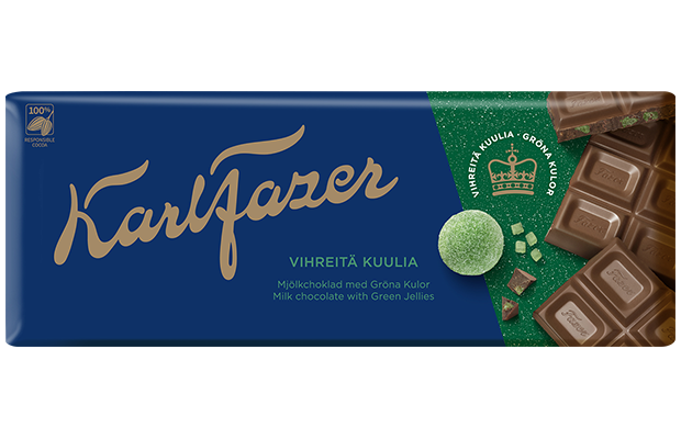 Karl Fazer Green Jellies milk chocolate tablet 200g