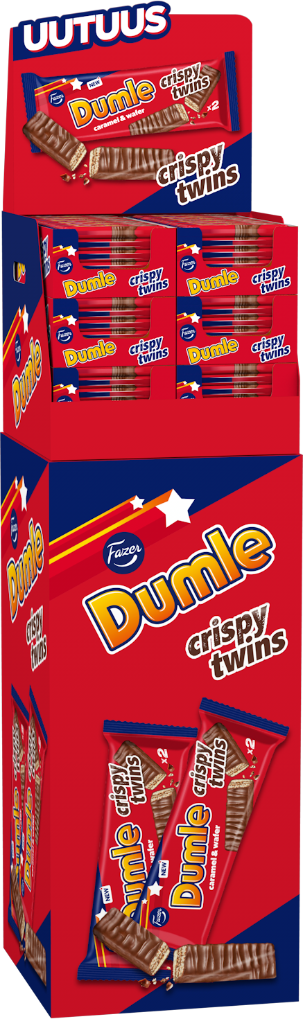 Fazer Dumle crispy twins chocolate bar 40g x180 DSP
