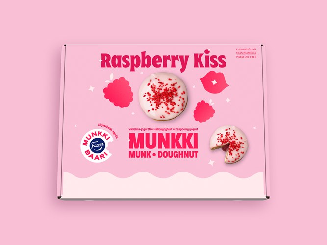 Uutuusmunkki Fazer Rasperry Kiss - loistava valinta Ystävänpäivän herkutteluun. Pakkaa 2kpl rasioihin kahdestaan  herkuteltavaksi Valentinen kunniaksi!