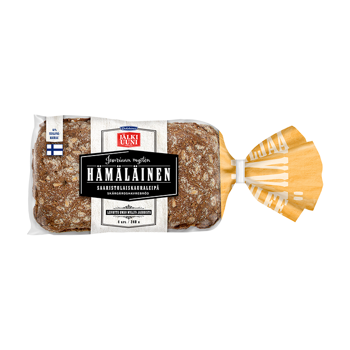 Oululainen Jälkiuuni Hämäläinen Saaristolaiskauraleipä 4pcs 240g,  wholegrain oat bread - Fazer Pro