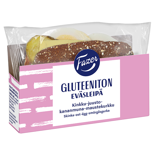 Fazer Gluteeniton Eväsleipä Kinkku-Juusto-Kananmuna-Maustekurkku 160g