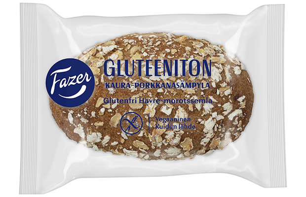 Fazer Gluten-Free Oat and Carrot Bread Roll 16 x 70g, frozen fully baked, single-packed