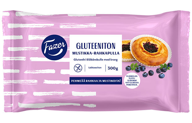 8 x Fazer Gluten-Free Blueberry sweet bun 4pcs 300g, frozen