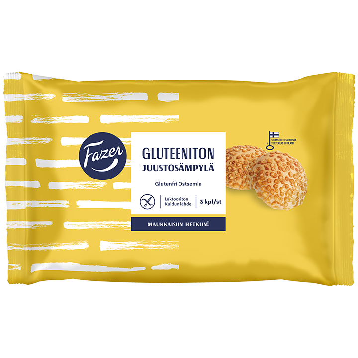 8 x Fazer Gluten-Free Cheese Bread Roll 3pcs 215g, fully baked frozen