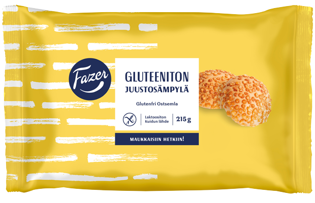8 x Fazer Gluten-Free Cheese Bread Roll 3pcs 215g, fully baked frozen