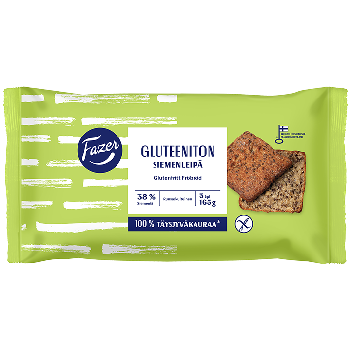 6 x Fazer Gluteeniton Siemenleipä 3kpl 165g, pakaste