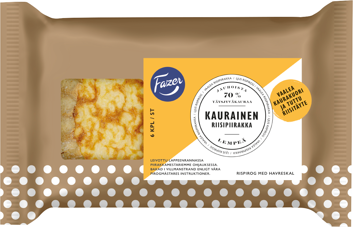 Fazer Kaurainen riisipiirakka 6kpl 420g - Fazer Pro