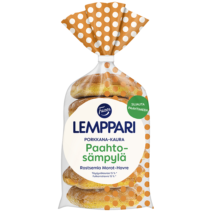 Fazer Lemppari Paahtosämpylä Porkkana-kaura 6kpl 330g