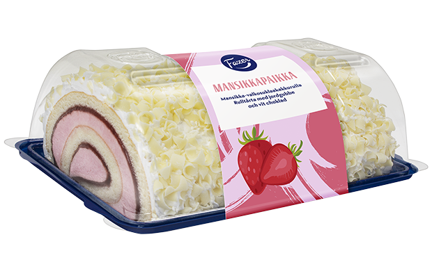 Fazer MansikkaPaikka mansikka-valkosuklaakakkurulla 485g, kausimaku