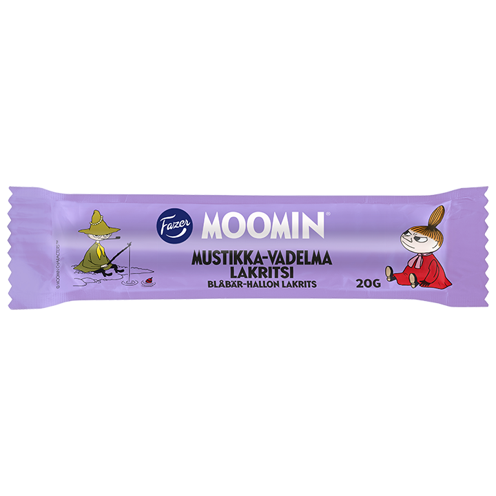 Moomin Mustikka-vadelma lakritsipatukka 20g