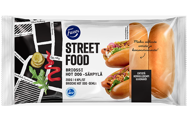 Fazer Street Food Brioche Hot dog bun 4pcs 200g