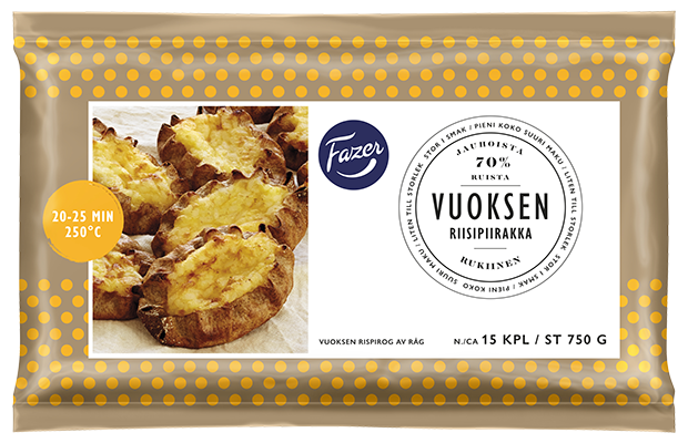 8 x Fazer Vuoksen Small Rice Pasty 15pcs 750g, frozen