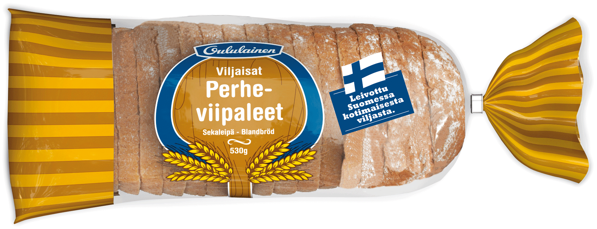 Oululainen Viljaisat Perheviipaleet 530g, sliced mixed loaf