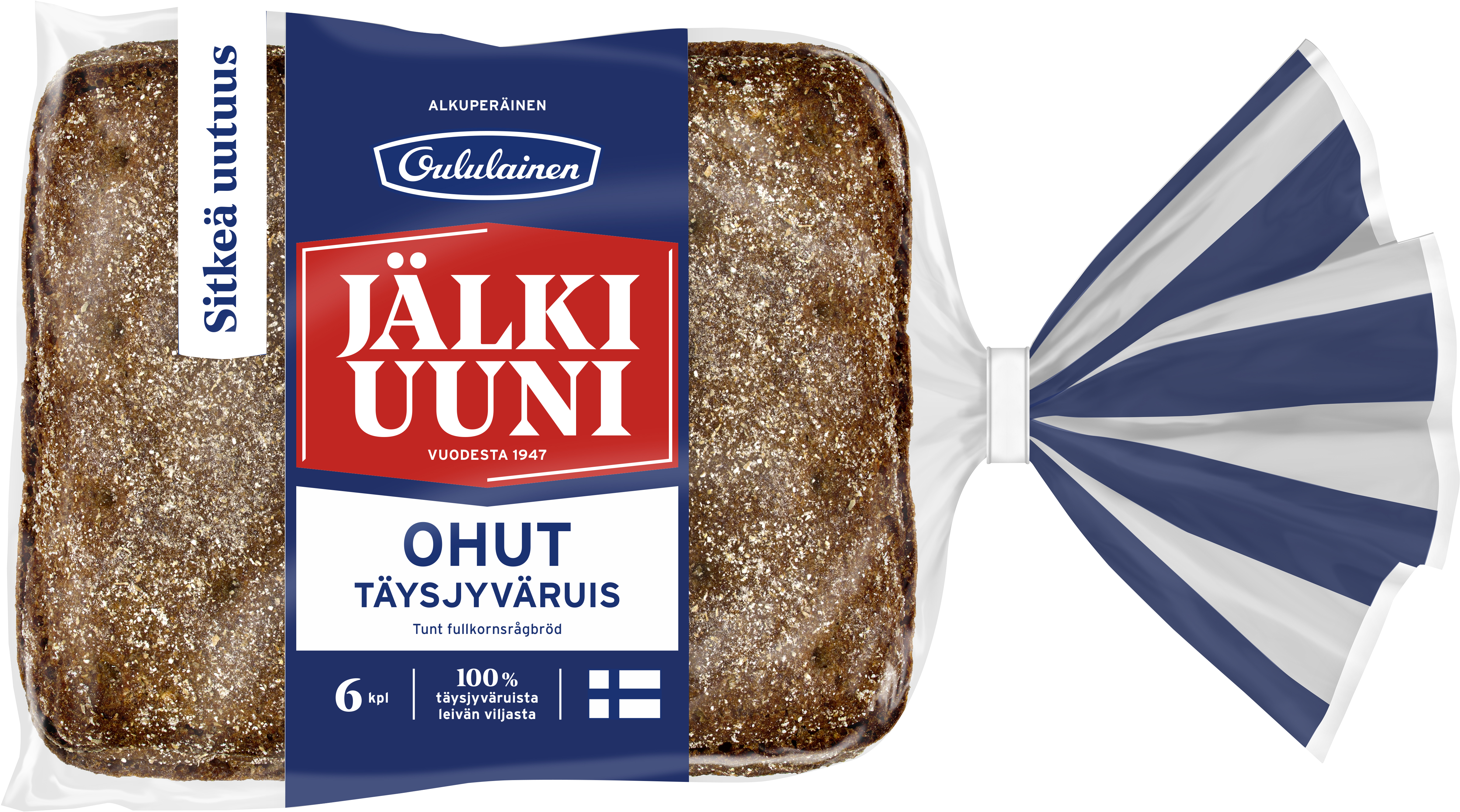 Oululainen Jälkiuuni Ohut 6pcs 240g, whole grain rye bread