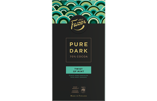 Fazer Pure Dark 70 % cocoa - Twist of Mint 95 g