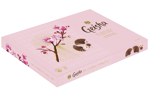 Geisha Fan milk chocolate praline box 185g