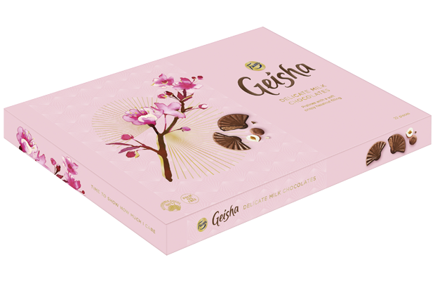 Geisha Fan milk chocolate praline box 185g - Fazer Pro