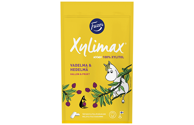 Xylimax Moomin Vadelma-Hedelmä täysksylitolipurukumi 100 g 