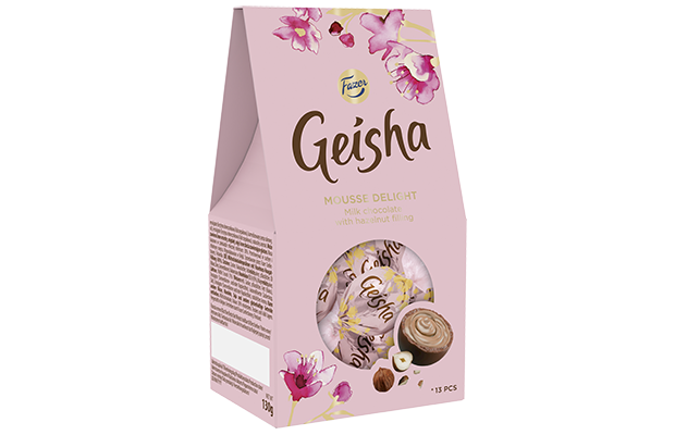 Geisha Mousse Delight suklaa-hasselpähkinä -hienokonvehti 130g