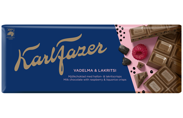 Karl Fazer Raspberry & Liquorice  milk chocolate 200 g
