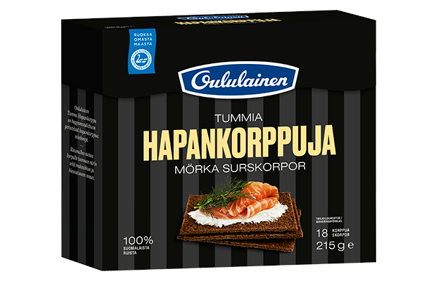 Oululainen Tummia hapankorppuja 215 g rye crisp