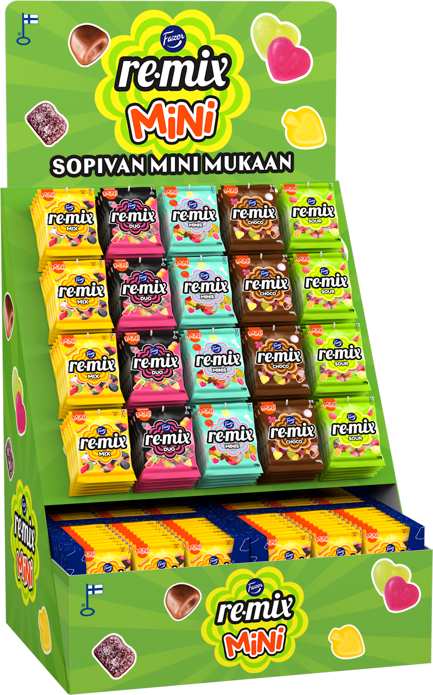 Remix Mini Sour, Choco, Minis, Duo, Mix karkkipussi 100-120gx288 5var SekaPL