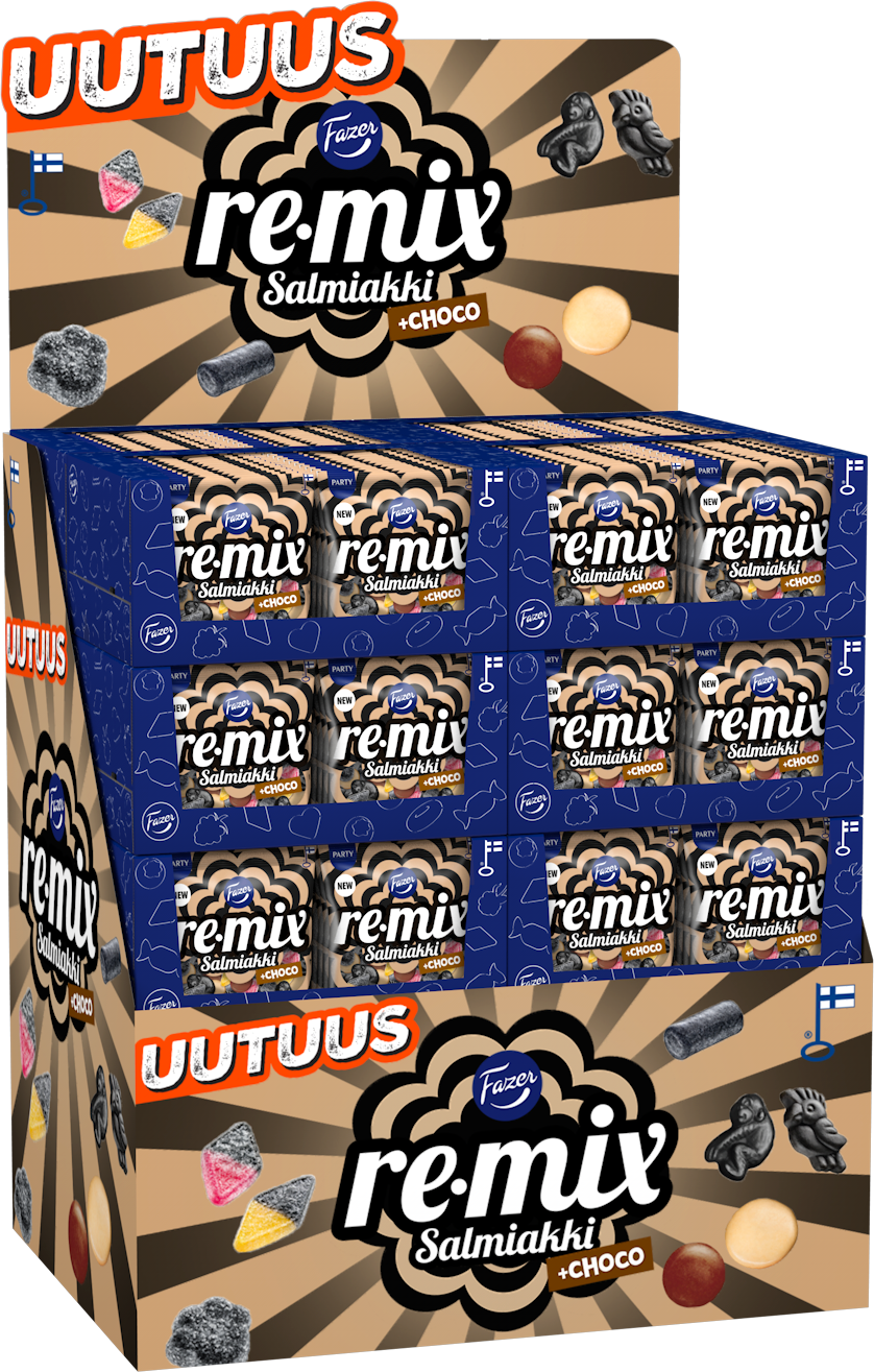 Remix Salmiakki +choco karkkipussi 300gx144 PL