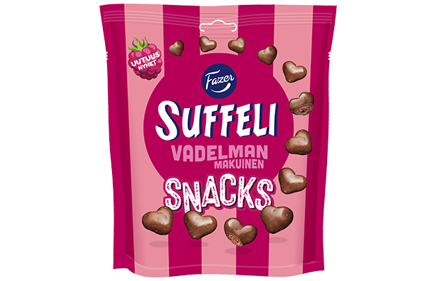 Suffeli Snacks vadelman makuinen pussi 140g