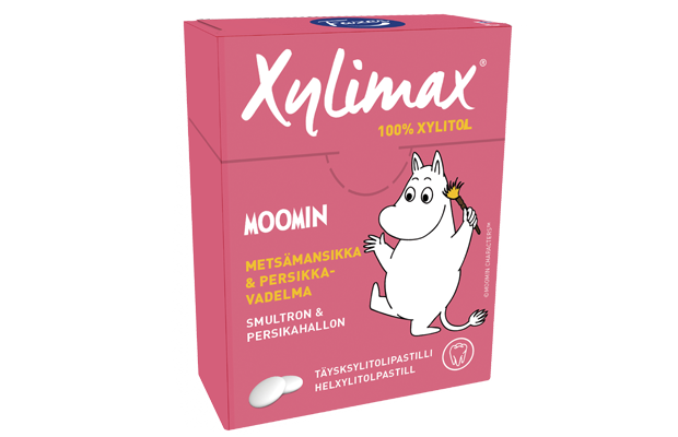 Xylimax Moomin metsämansikka-persikka xylitolpastilli 55 g